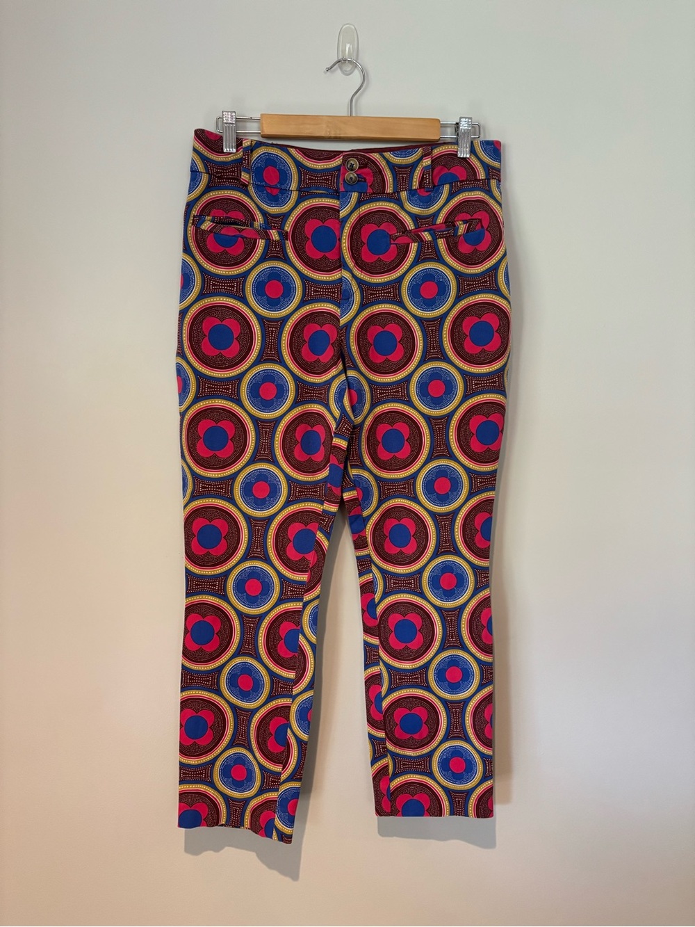 Anthropologie The Essential Slim Trousers | Bright Geometric Design | Size 10